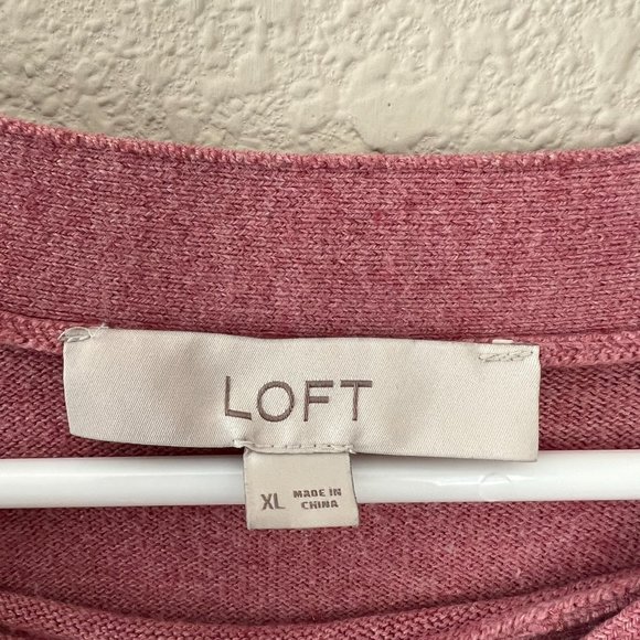 LOFT Pink Women's Sweater Buttons on Shoulder Long Sleeve Size XL - Picture 3 of 6